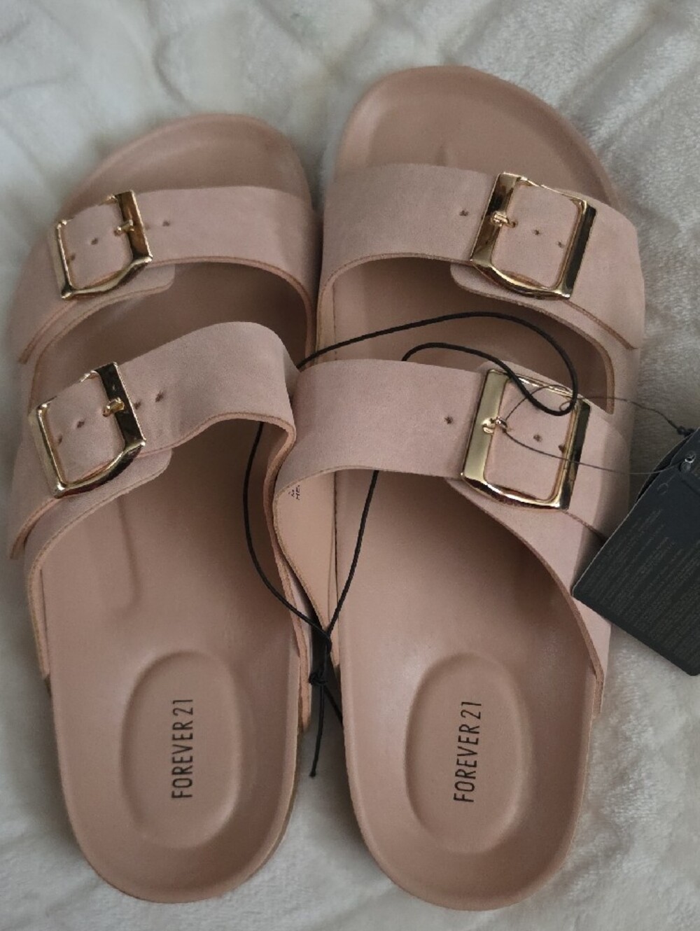 NWT Forever 21 Women's Size 10 dusty Pink Double-Buckle Slide Sandals - Picture 5 of 5